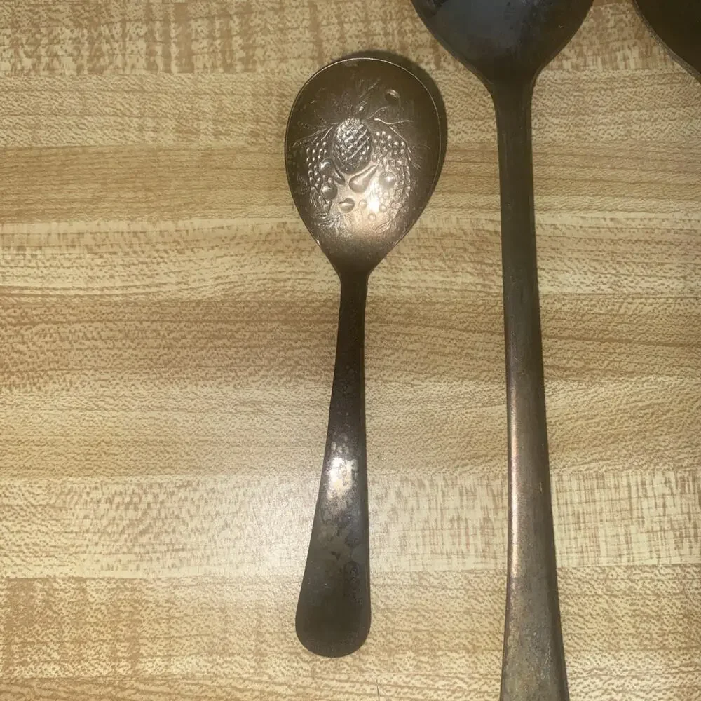 Set Of 4 Sheffield Silverplate Salad Serving, Grapefruit Spoon, Relish Spoon